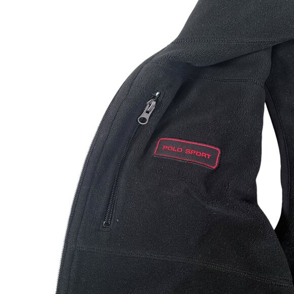 Vintage Polo Sport Vest Men Large Black Jacket Zip Up Reversible Fleece USA Warm - Picture 11 of 15